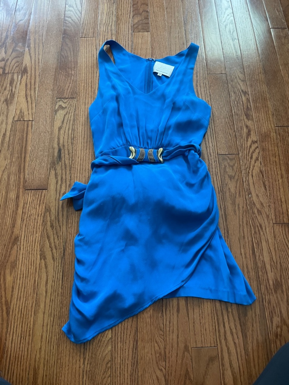 Madison Marcus Blue Sleeveless Silk Mini Dress Sz XS